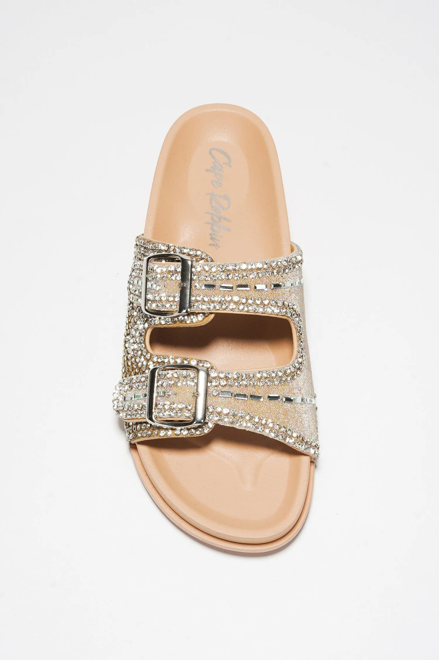 Becky Rhinestone Buckle Strap Flatform Sandals - Beige sold by Cape Robbin product image thumbnail 4