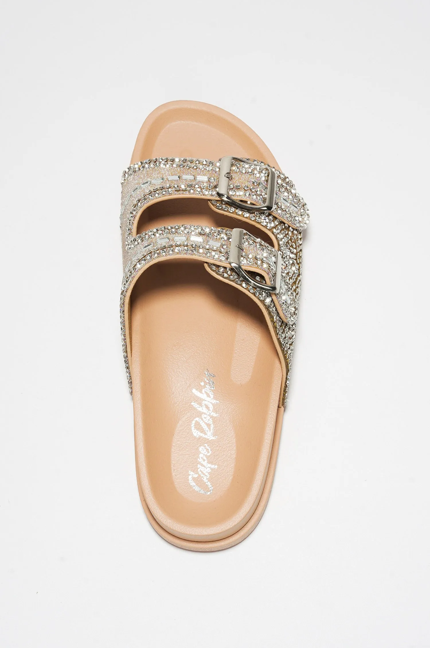 Becky Rhinestone Buckle Strap Flatform Sandals - Beige sold by Cape Robbin product image thumbnail 5