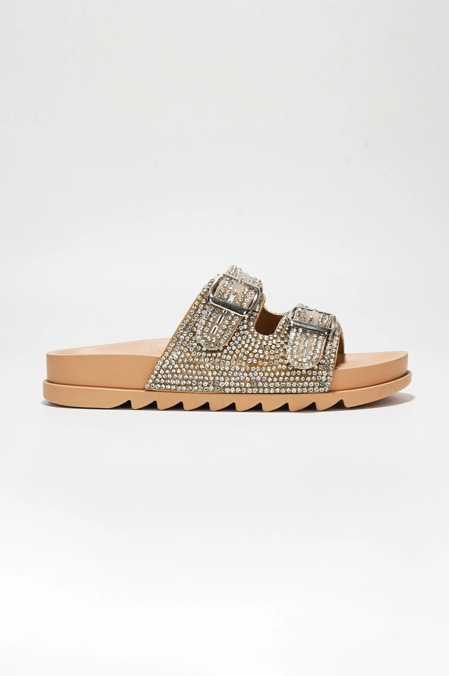 Becky Rhinestone Buckle Strap Flatform Sandals - Beige sold by Cape Robbin product image thumbnail 3