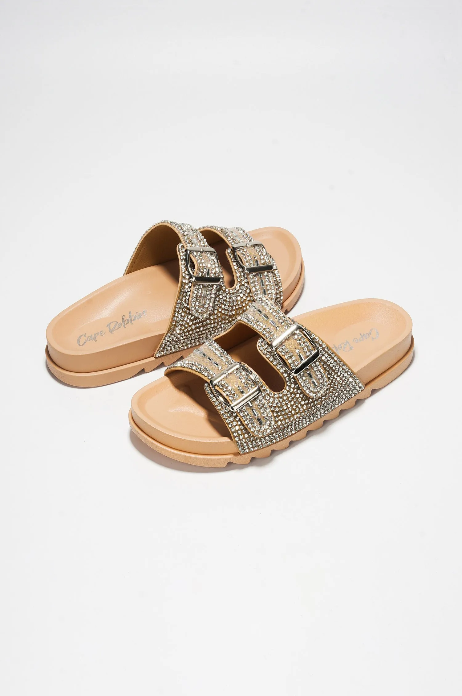 Becky Rhinestone Buckle Strap Flatform Sandals - Beige sold by Cape Robbin product image thumbnail 2