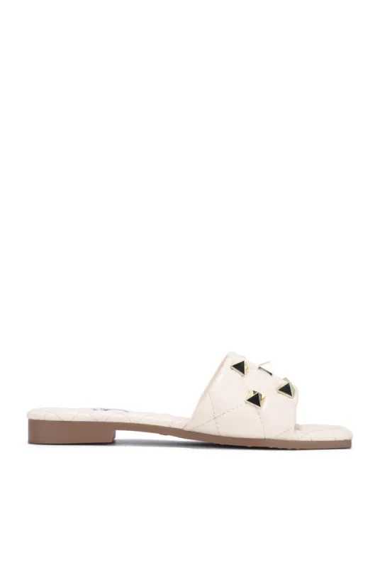 Doha Spike Diamond Stitch Flat Sandals - Ivory sold by Cape Robbin