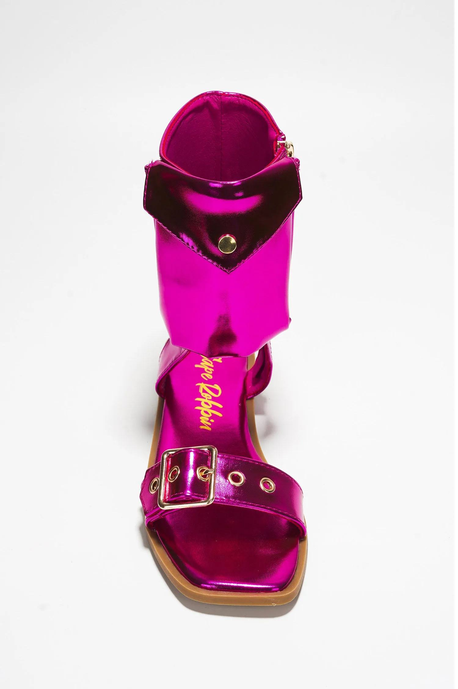 Natalie Metallic Pouch Buckle Ankle Strap Square Toe Sandals - Pink sold by Cape Robbin product image thumbnail 4