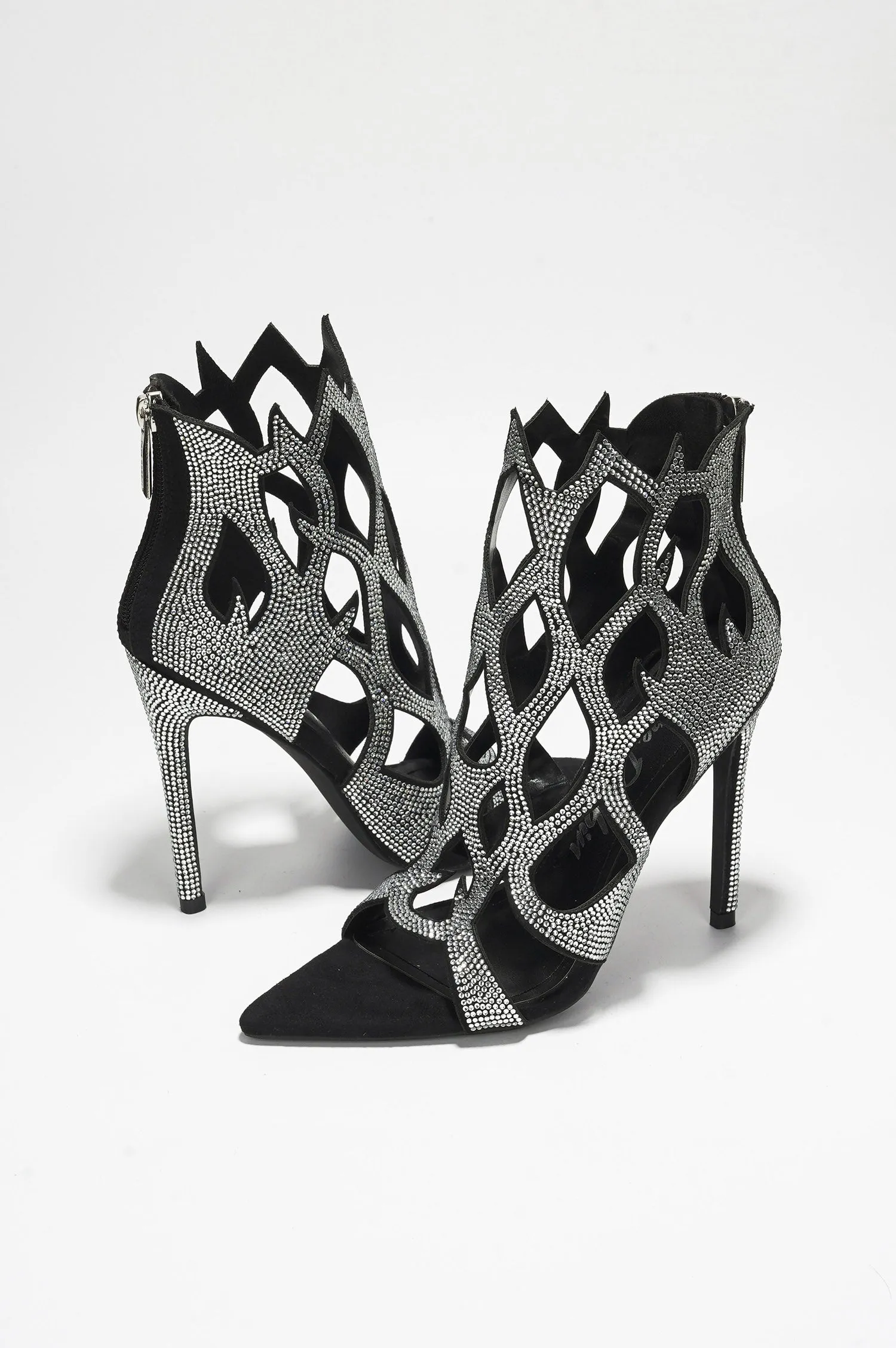Vitoria Rhinestone Flame Cut-Out Pointy Heels - Black sold by Cape Robbin product image thumbnail 2