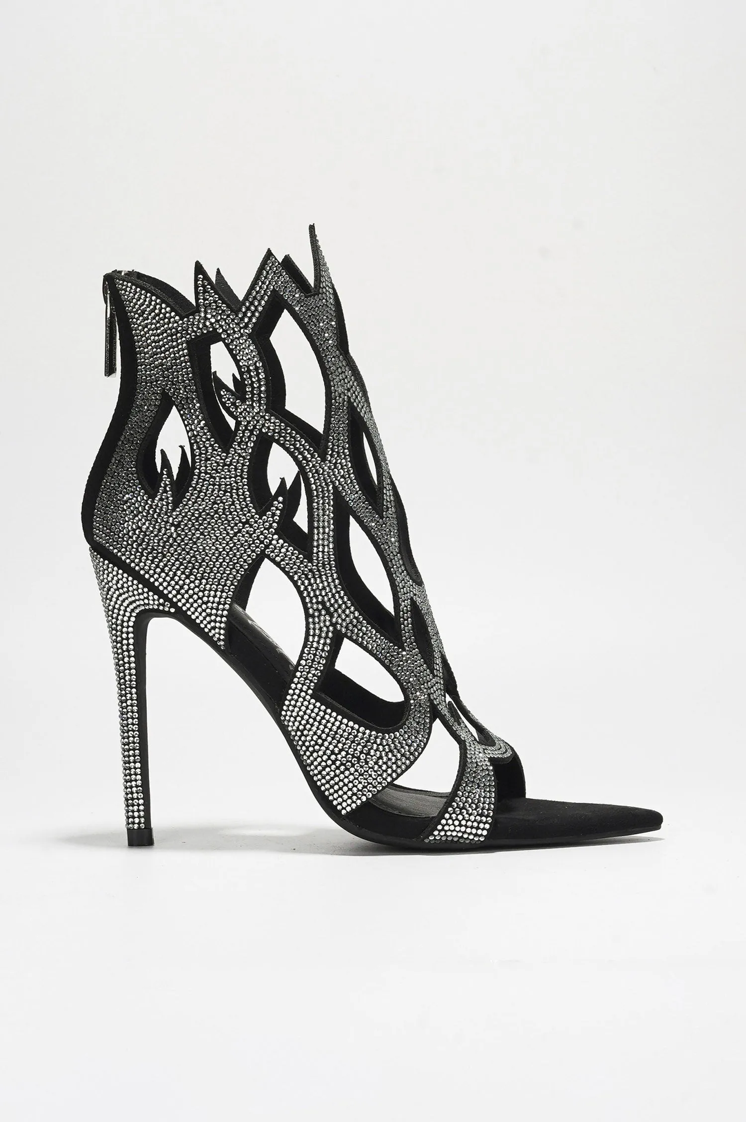 Vitoria Rhinestone Flame Cut-Out Pointy Heels - Black sold by Cape Robbin product image thumbnail 3