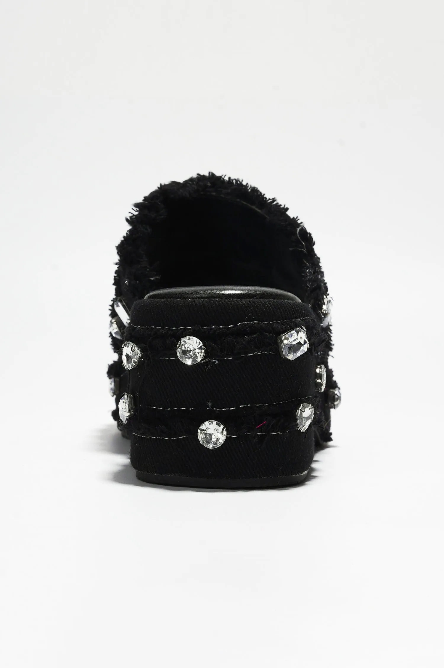 Magnollia Raw Hem Rhinestone Platform Sandals - Black sold by Cape Robbin product image thumbnail 5