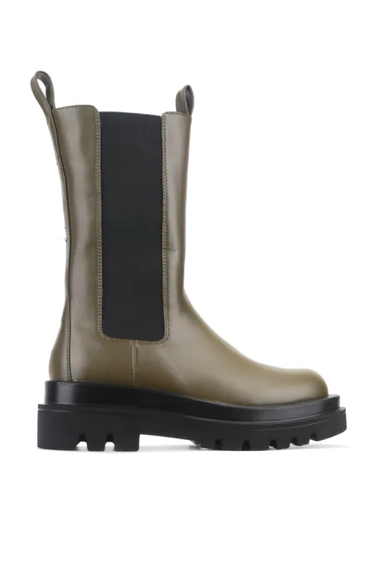 Vegas Chunky Lug Sole Platform Booties - Olive sold by Cape Robbin