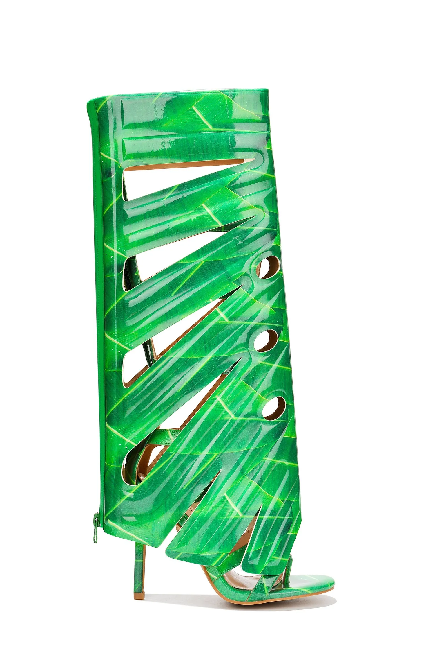 Leaf Round Toe Single Sole High Heels - Print sold by Cape Robbin product image thumbnail 2