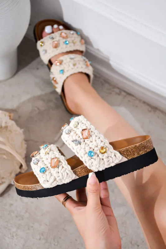 Wichita Gem Slip On Platform Sandals - Beige sold by Cape Robbin