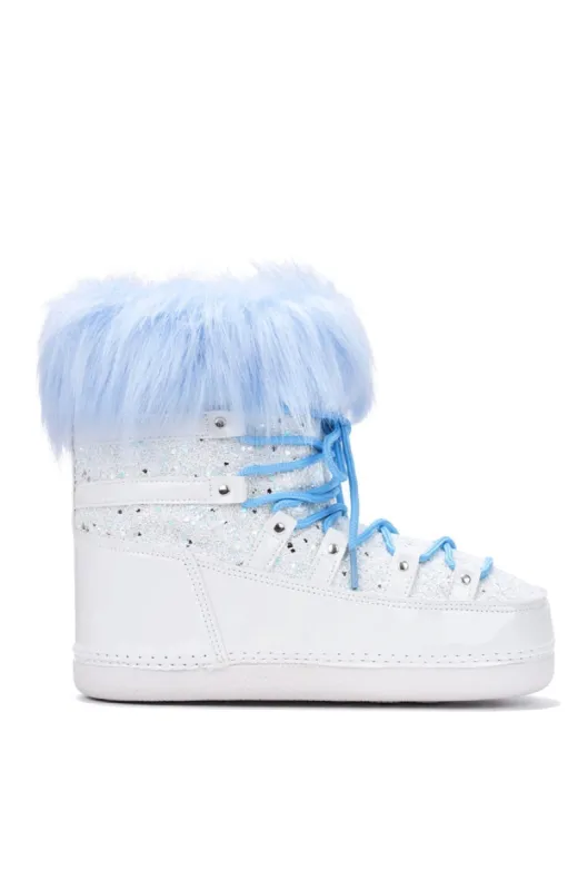 Polar Feather Sequin Round Toe Snow Booties - Light Blue sold by Cape Robbin