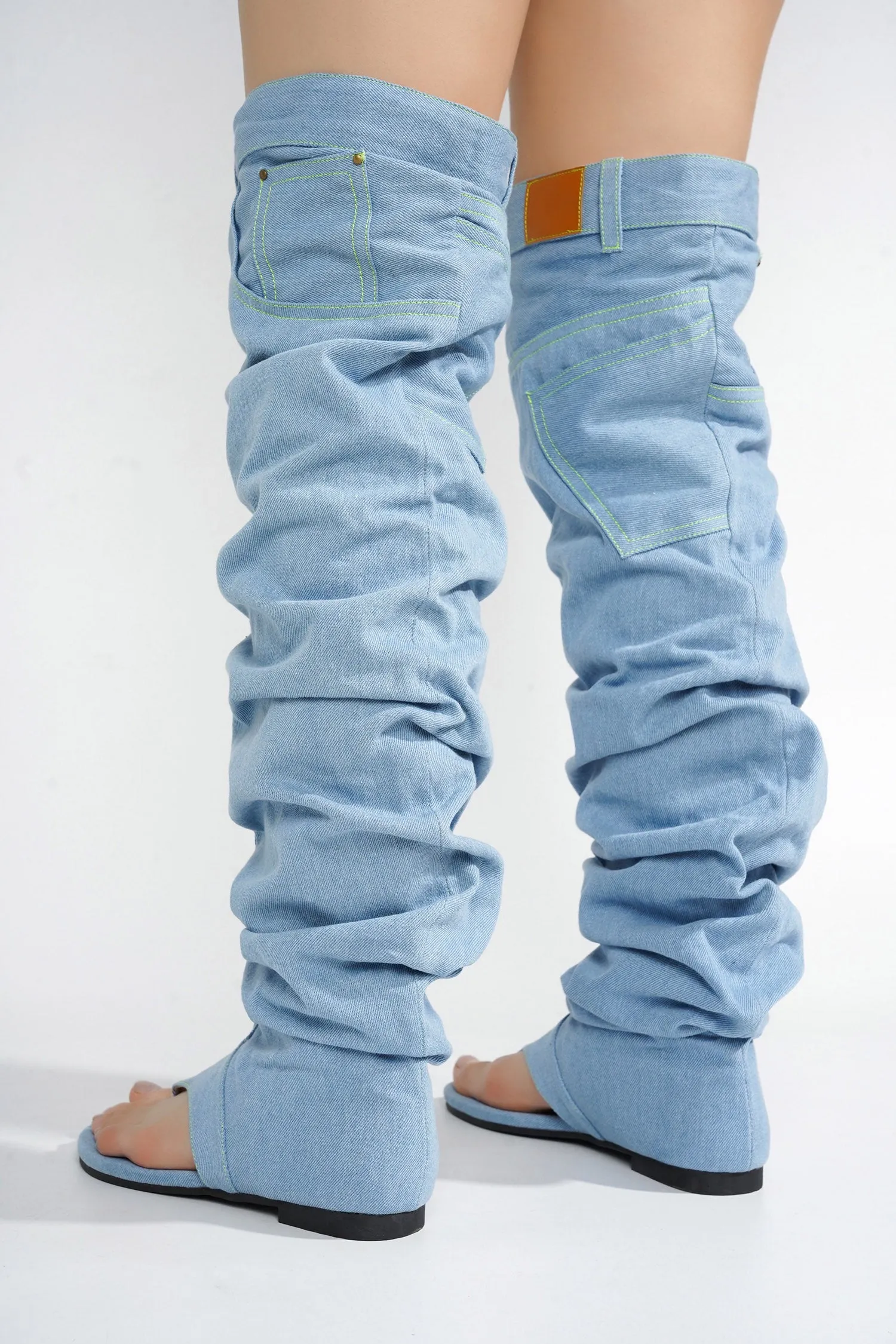 Malynda Denim Thigh-high Thong Sandals sold by Cape Robbin product image thumbnail 5