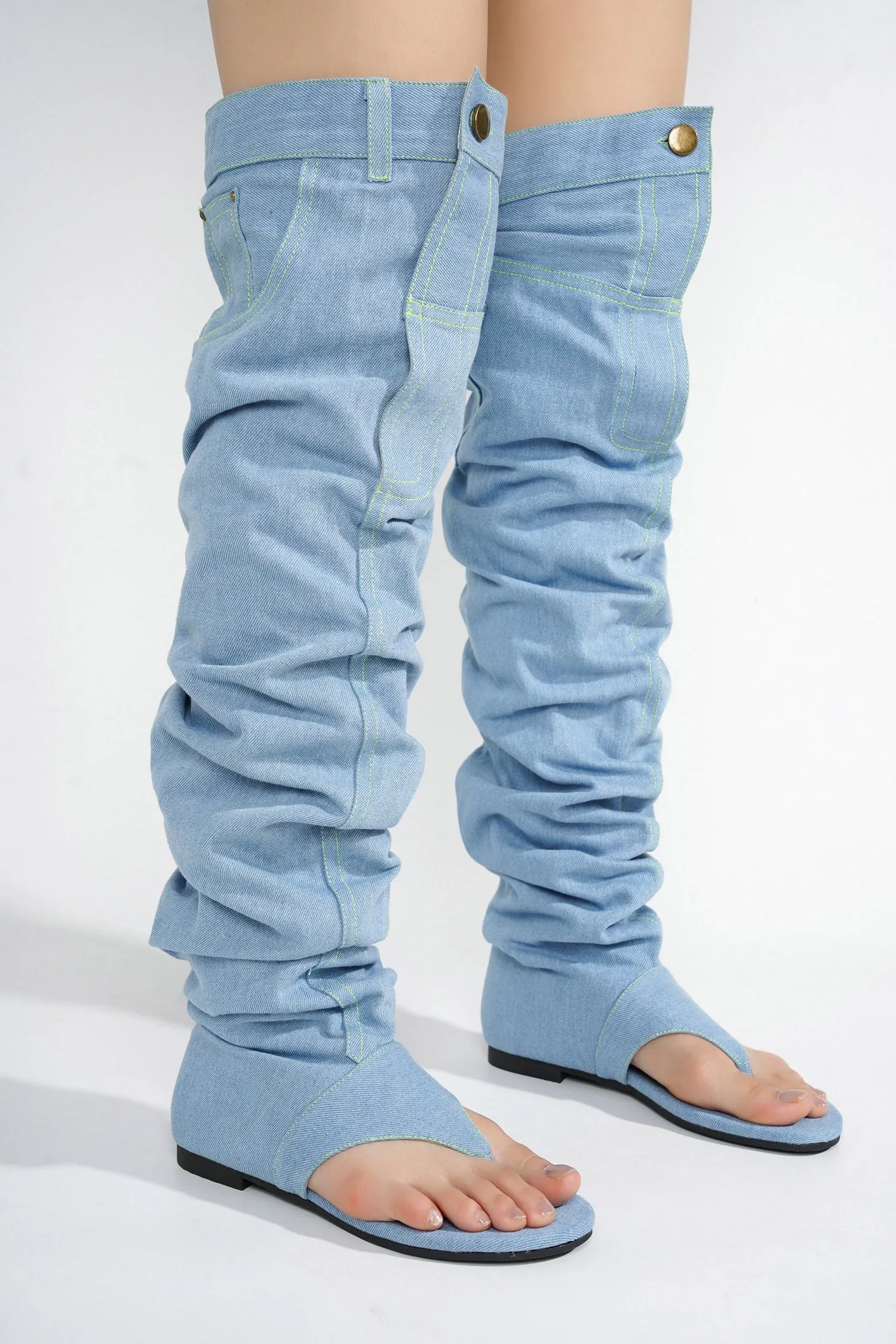 Malynda Denim Thigh-high Thong Sandals sold by Cape Robbin product image thumbnail 3