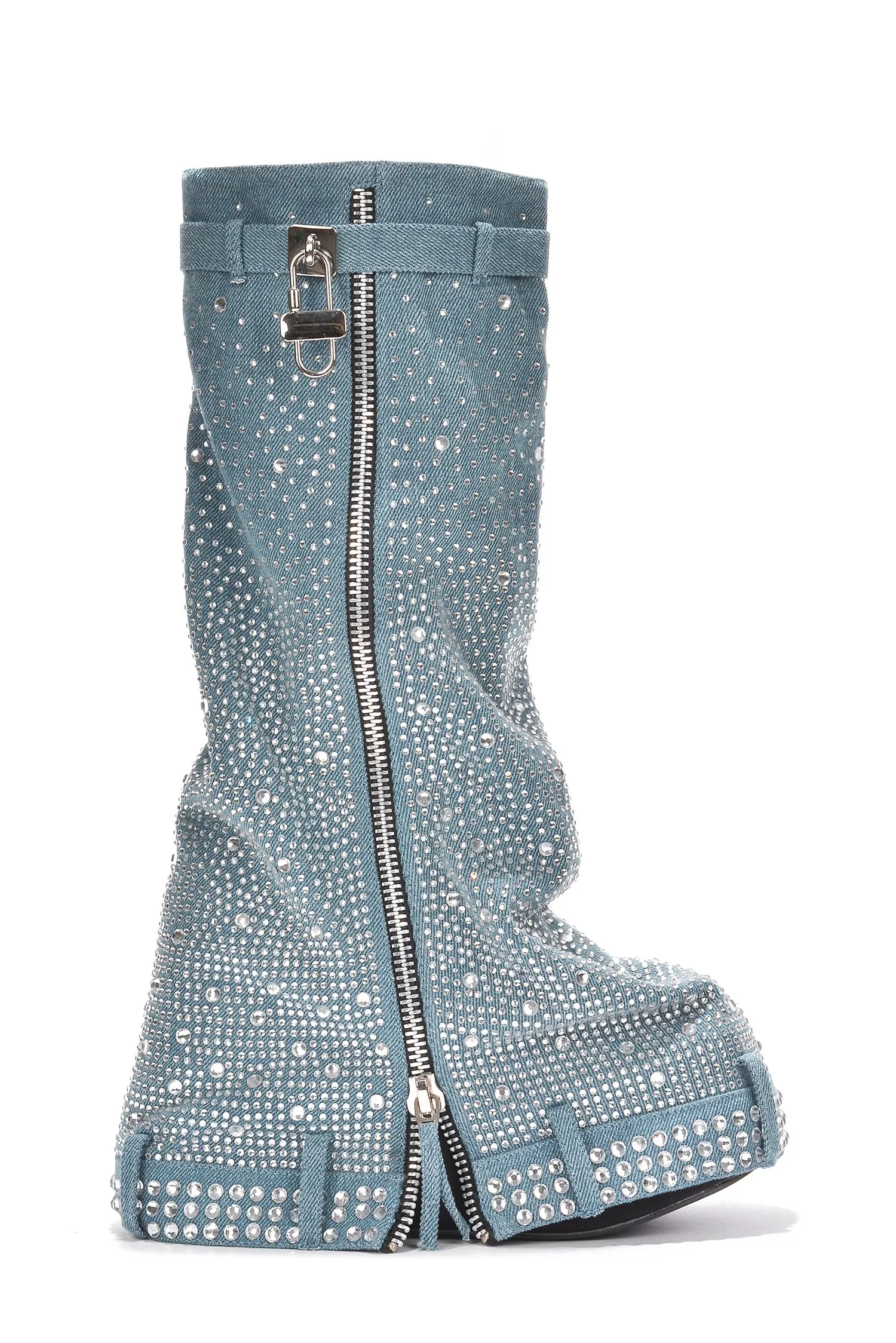 Kastel Denim Rainbow Rhinestone Platform Boots - Denim sold by Cape Robbin product image thumbnail 2
