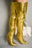 Pofin-2 Metallic Thigh High Pointy Toe Boots - Gold sold by Cape Robbin