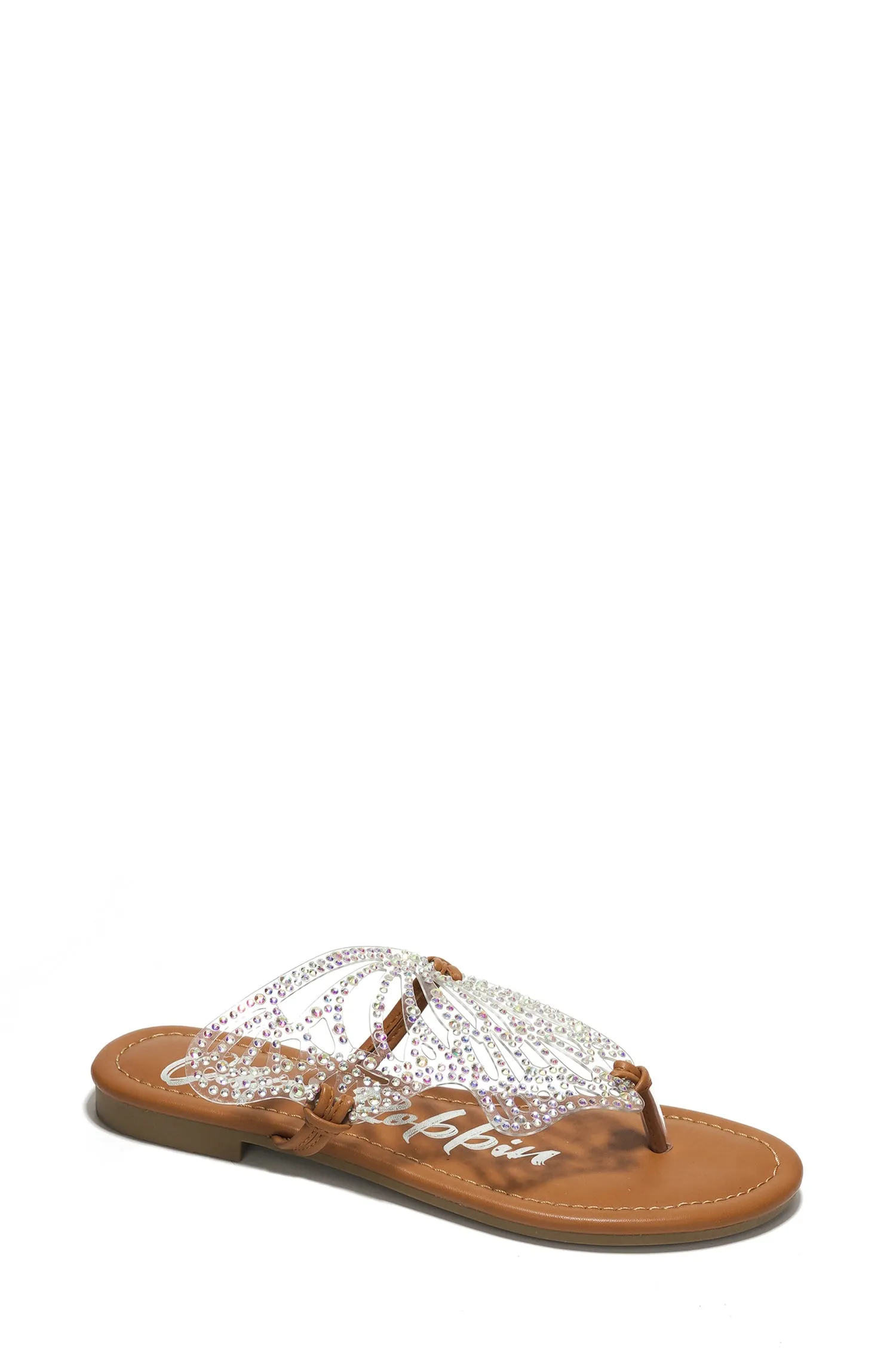 Rossie Rhinestone Butterfly Embellished Thong Sandals - Tan sold by Cape Robbin product image thumbnail 2