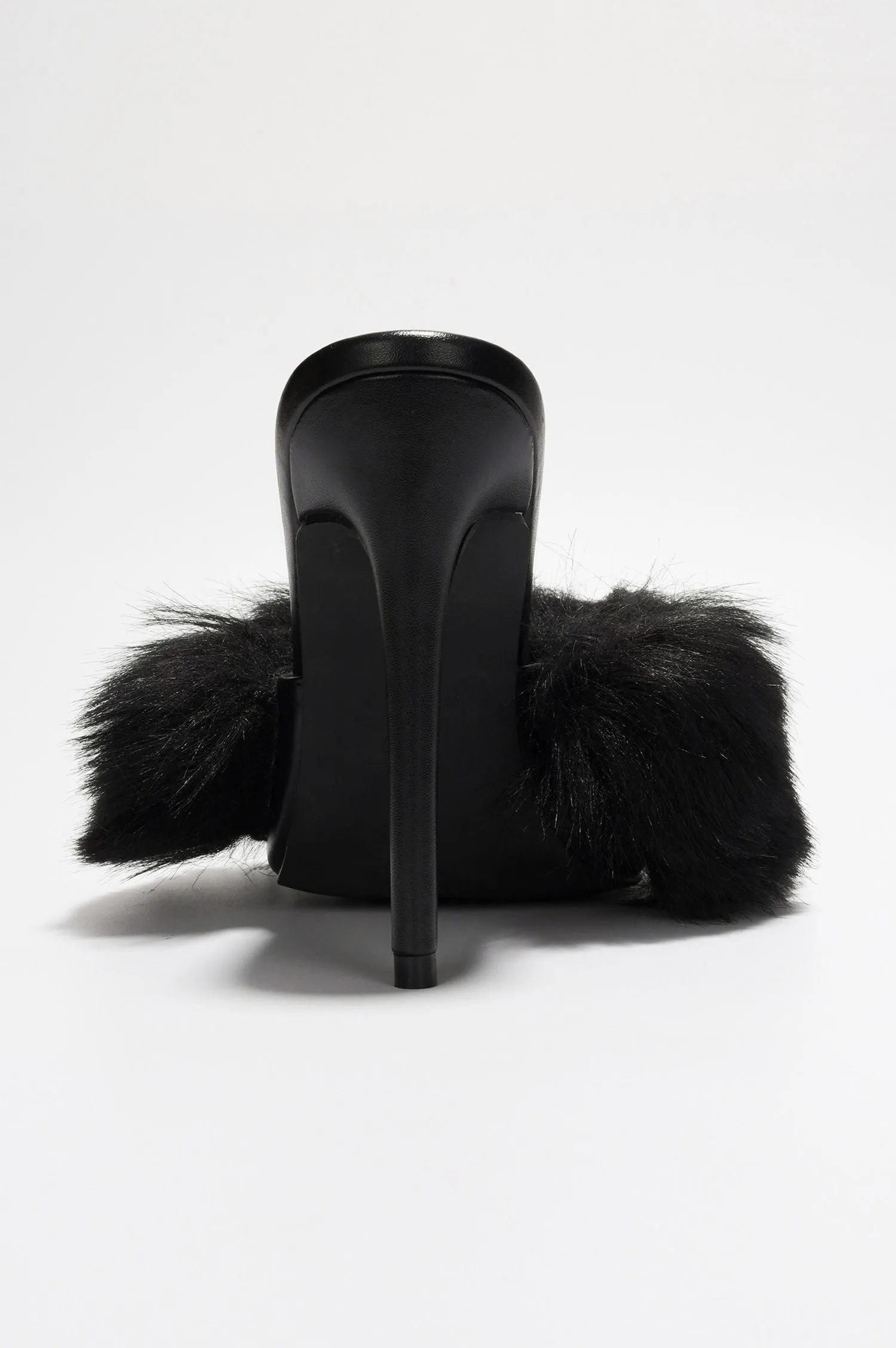 Edyth Faux Fur Heel Sandals - Black sold by Cape Robbin product image thumbnail 5
