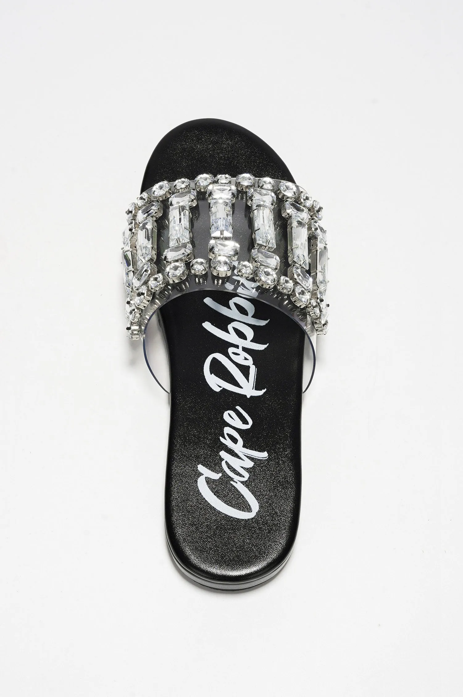 Bernardine Gemstone Embellished Clear Slide Snadals - Black sold by Cape Robbin product image thumbnail 4