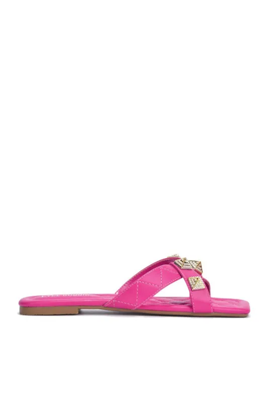 Alondra Spike Rhinestone Square Toe Sandals - Pink sold by Cape Robbin