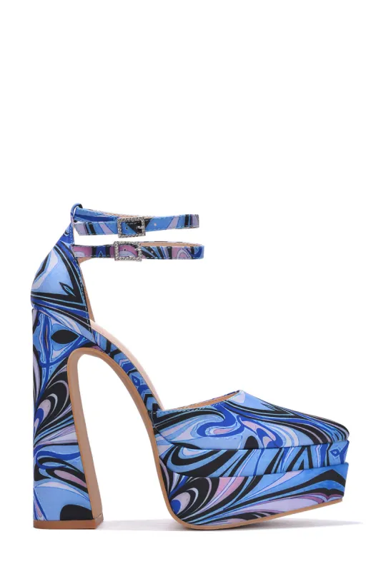 Gimmick Point Toe High Block Heels - Print sold by Cape Robbin