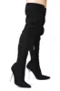 Estele Clear Pointy Toe Thigh High Boots - Black sold by Cape Robbin