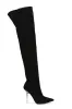 Estele Clear Pointy Toe Thigh High Boots - Black sold by Cape Robbin