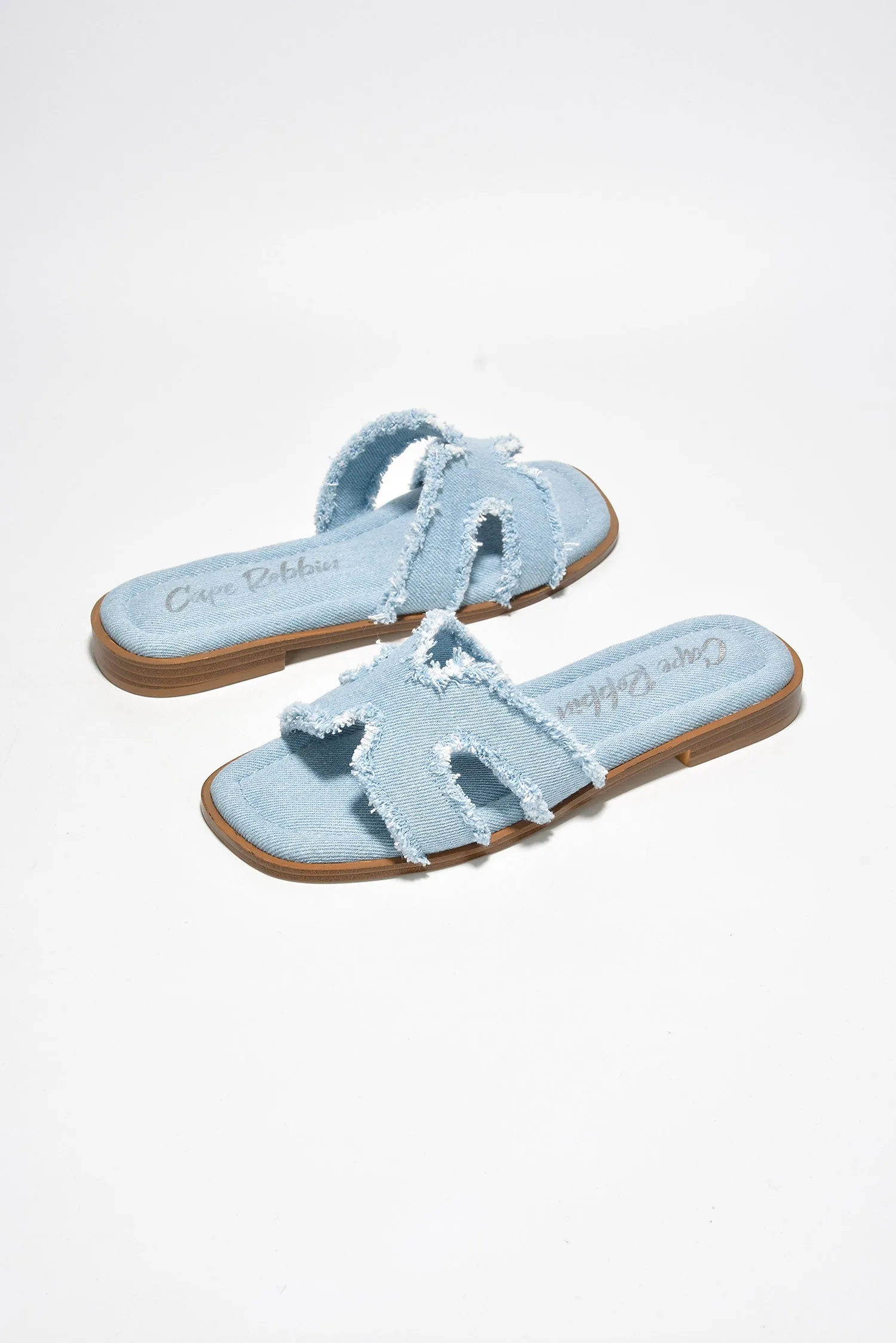 Jenjen Casual Summer Frayed Slide Sandals - Denim sold by Cape Robbin product image thumbnail 2