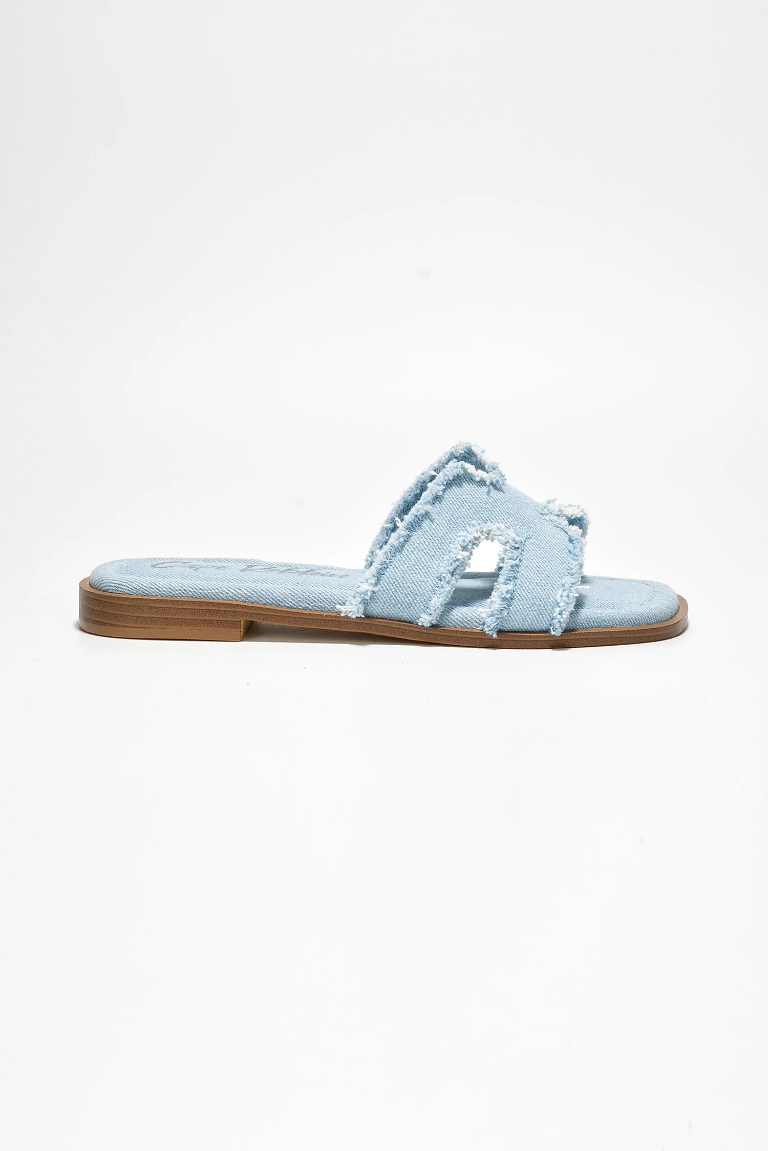 Jenjen Casual Summer Frayed Slide Sandals - Denim sold by Cape Robbin product image thumbnail 3