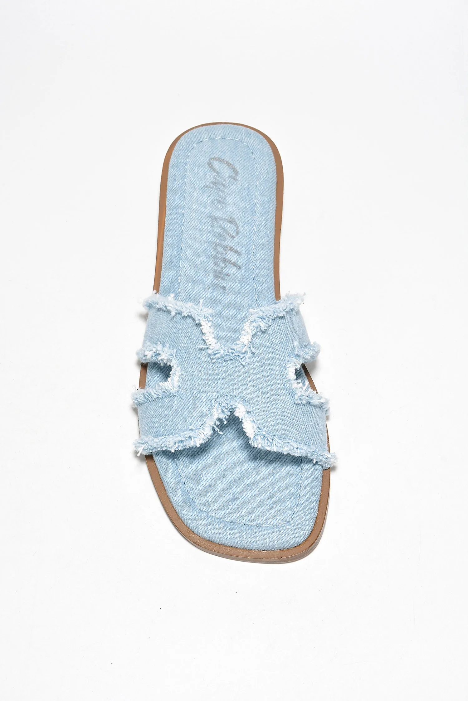 Jenjen Casual Summer Frayed Slide Sandals - Denim sold by Cape Robbin product image thumbnail 4