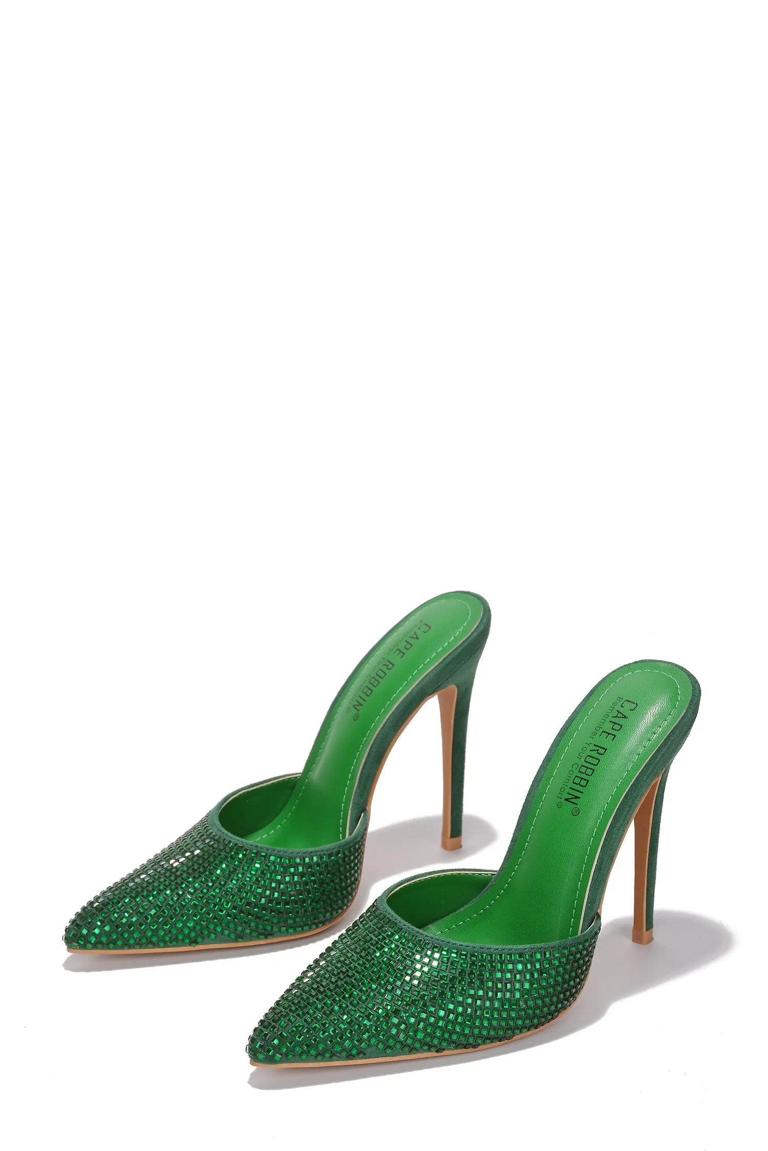 Klayton Embellished Suede Pointy Toe Heels - Green sold by Cape Robbin product image thumbnail 3