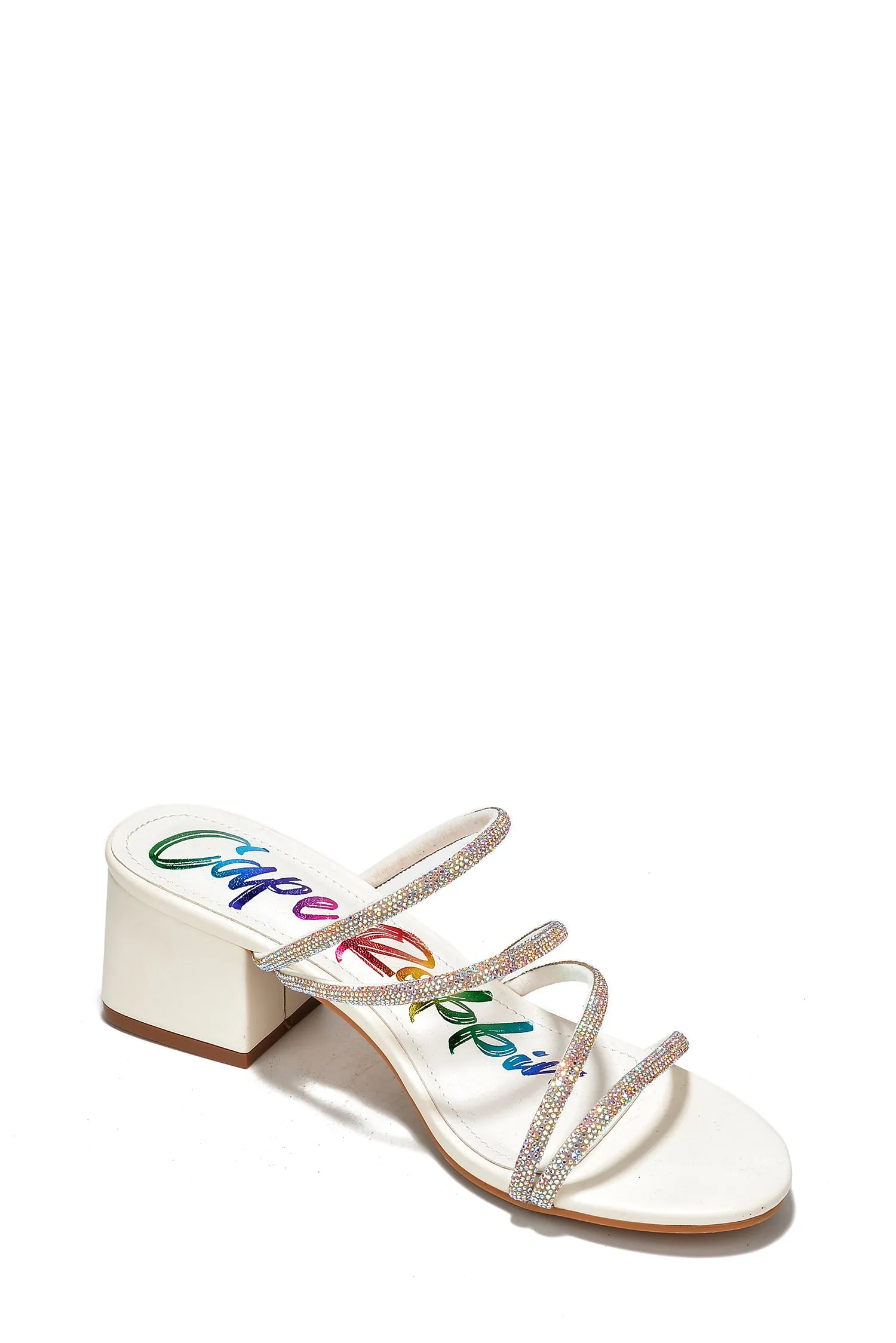 Heloise Rhinestone Coated Mid Block Heels - White sold by Cape Robbin product image thumbnail 5