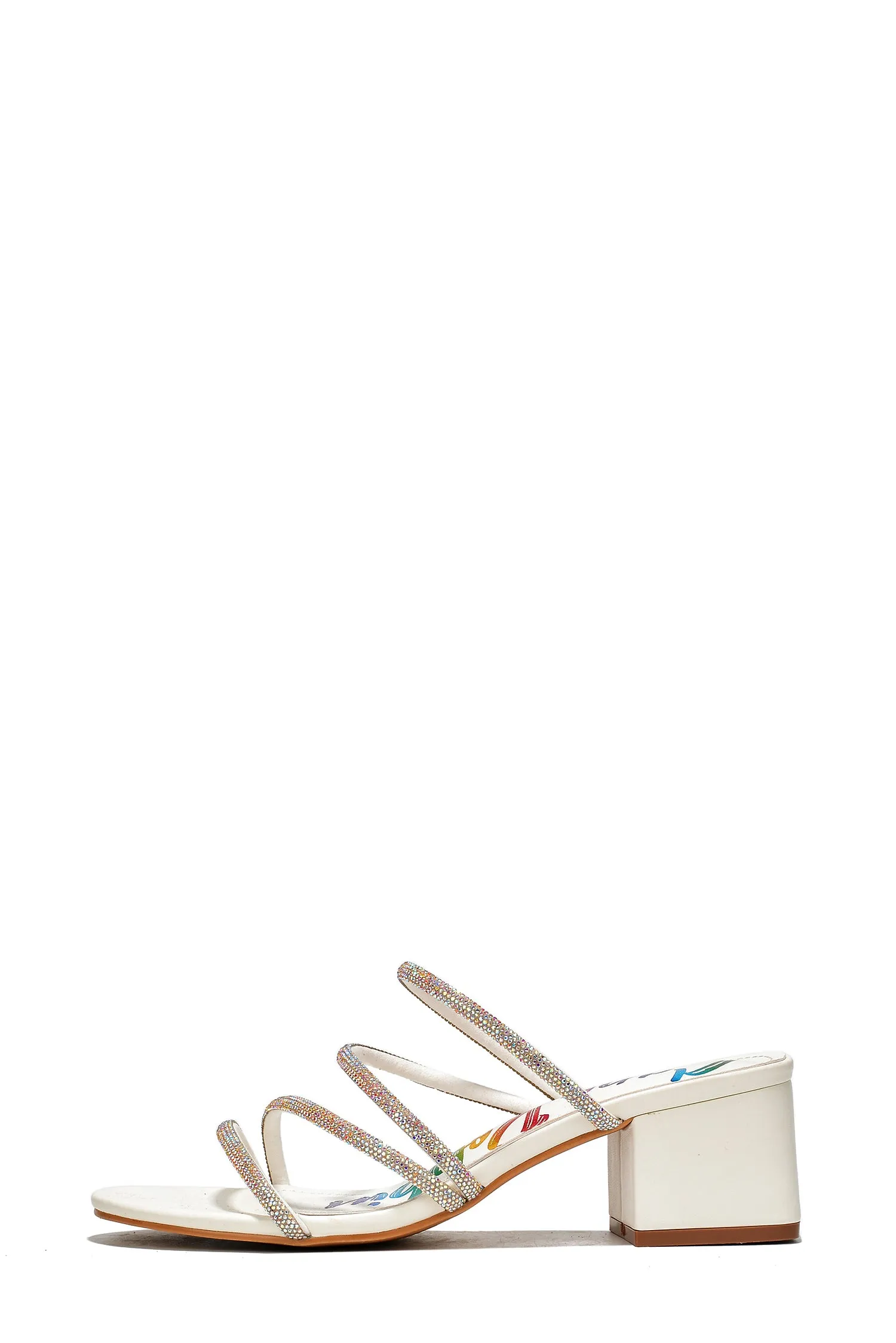 Heloise Rhinestone Coated Mid Block Heels - White sold by Cape Robbin product image thumbnail 3