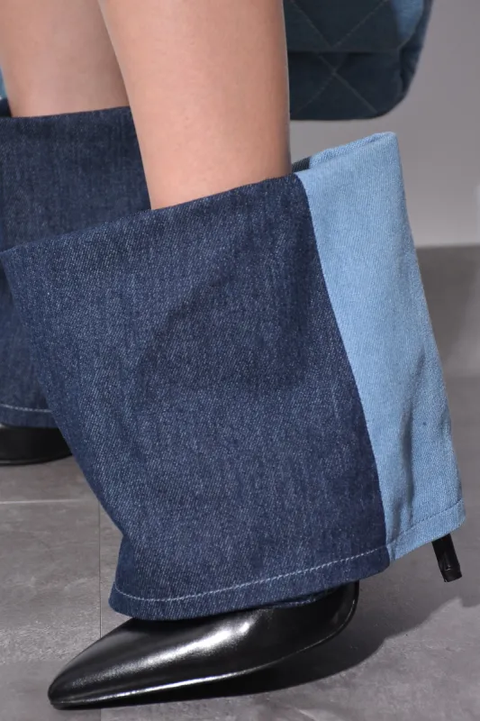 Booh Colorblock Pointy Toe High Heel Booties - Denim sold by Cape Robbin