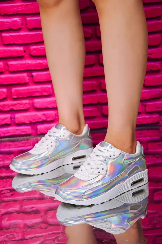 Selene Lace Up Vamp Flat Sneakers - Holo sold by Cape Robbin