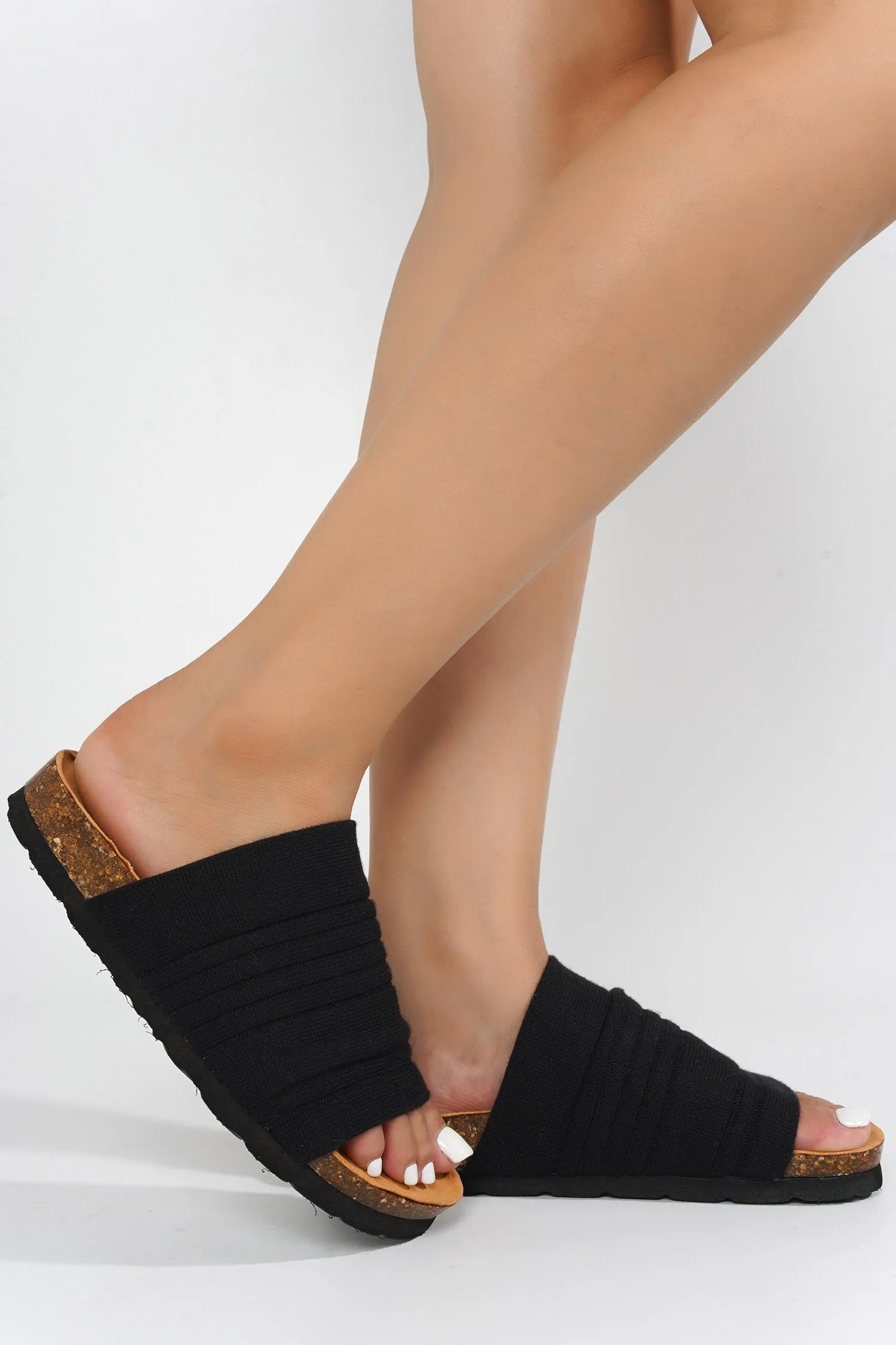 Calida Knit Contoured Footbed Flat Sandals - Black sold by Cape Robbin product image thumbnail 4