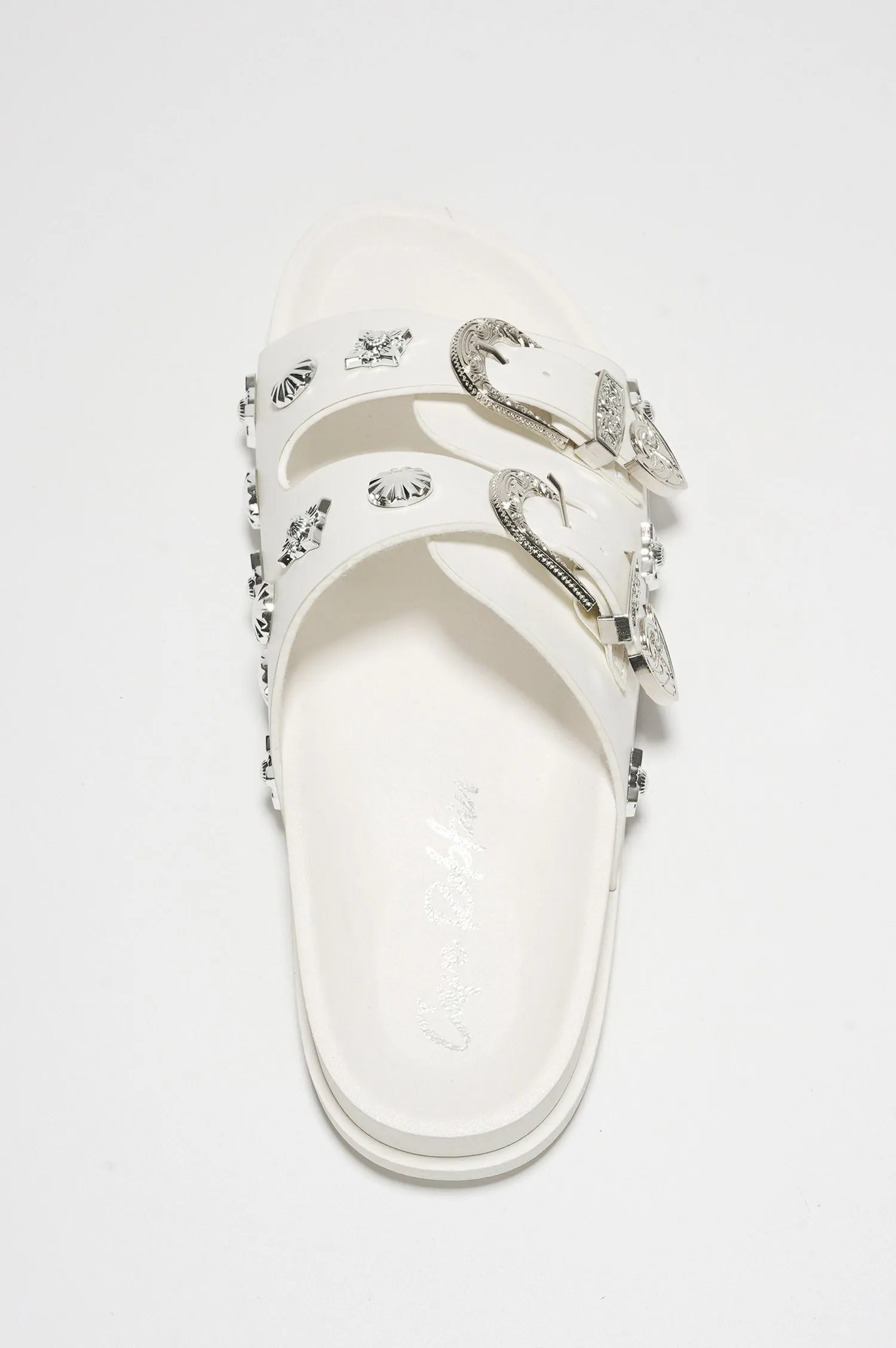 Glynda Pin-Buckle Faux Leather Sandals - White sold by Cape Robbin product image thumbnail 5