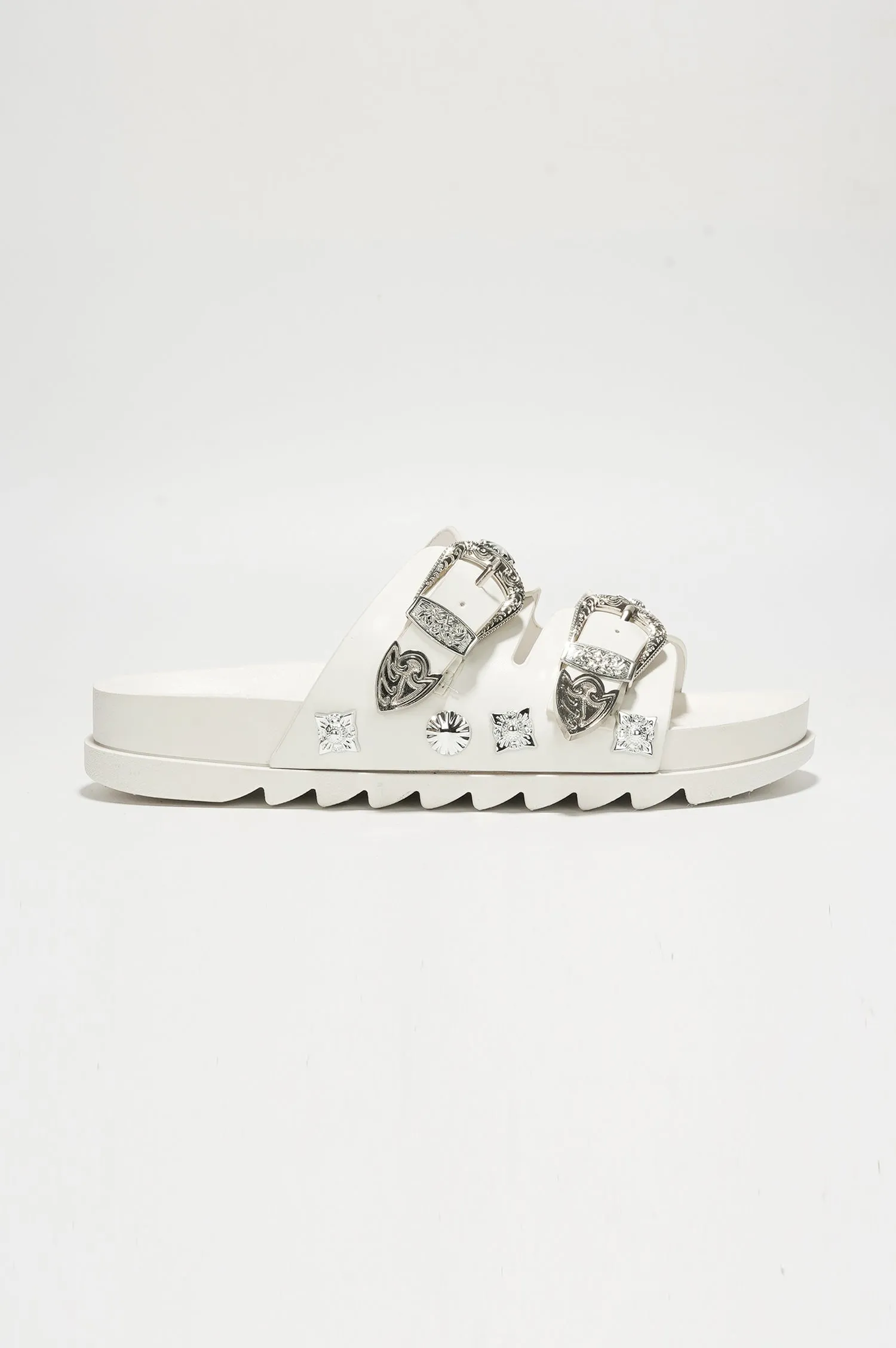 Glynda Pin-Buckle Faux Leather Sandals - White sold by Cape Robbin product image thumbnail 3