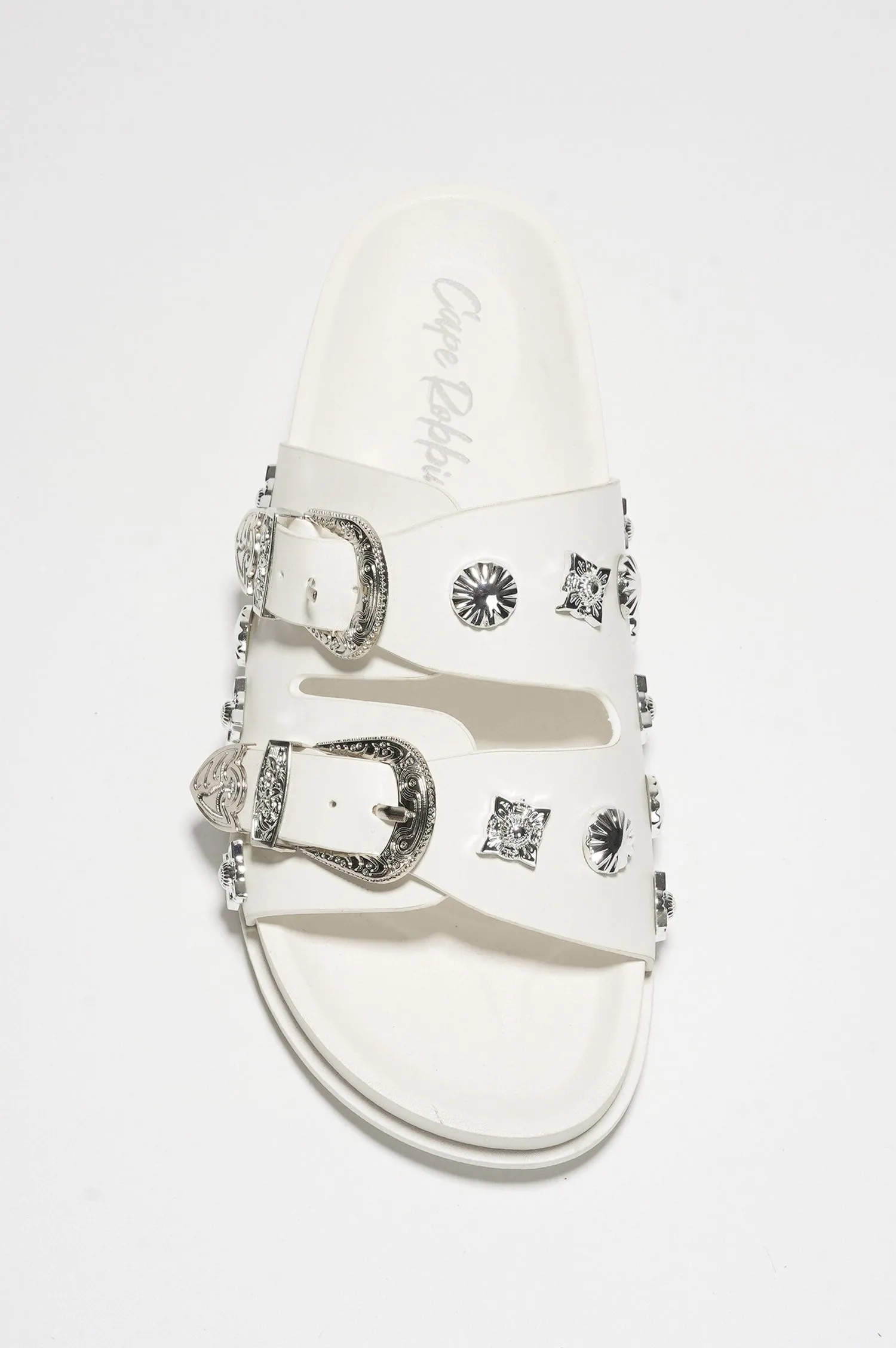 Glynda Pin-Buckle Faux Leather Sandals - White sold by Cape Robbin product image thumbnail 4