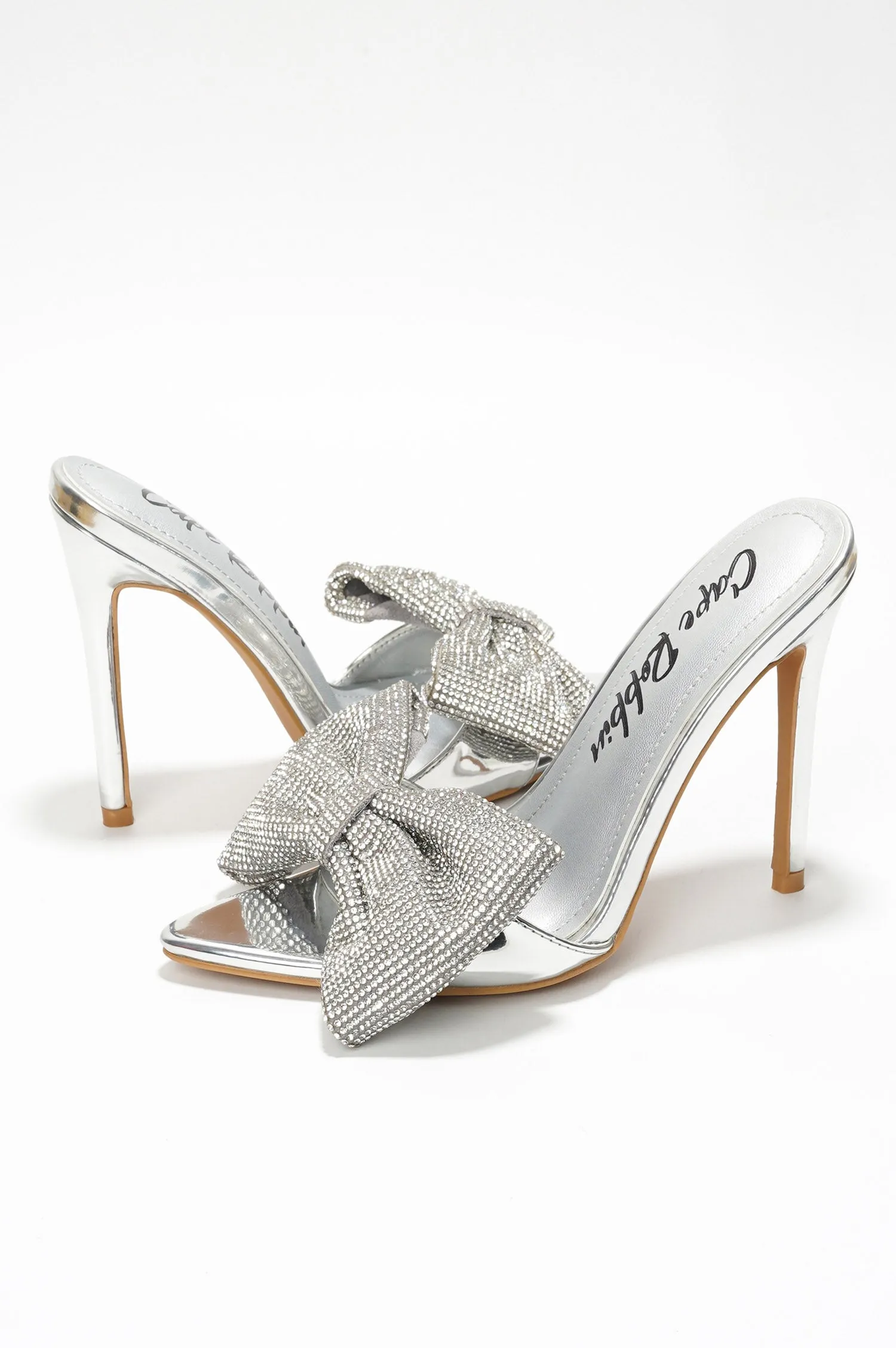 Dania Sparkling Rhinestone Bow Stiletto Heels - Silver sold by Cape Robbin product image thumbnail 2