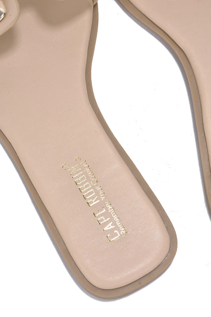 Jocha Stylish Summer Slide Sandals with Gold Accent Chain - Nude sold by Cape Robbin product image thumbnail 2