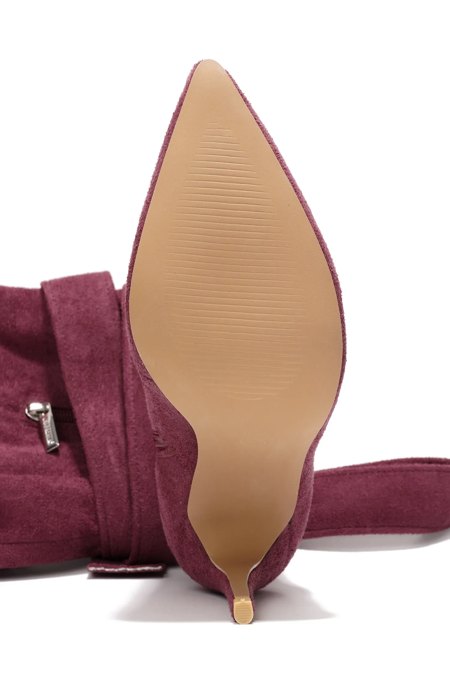 Katey Buckle Suede Wrap Over-the-Knee Boots - Burgundy sold by Cape Robbin product image thumbnail 3