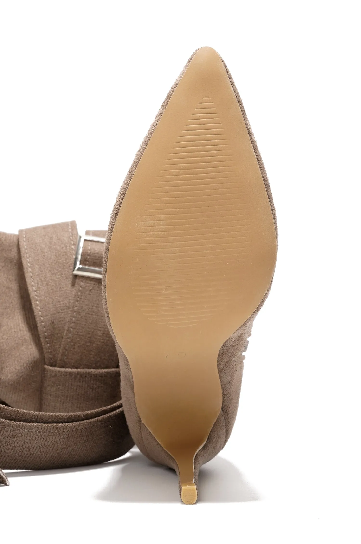 Katey Buckle Suede Wrap Over-the-Knee Boots - Beige sold by Cape Robbin product image thumbnail 3