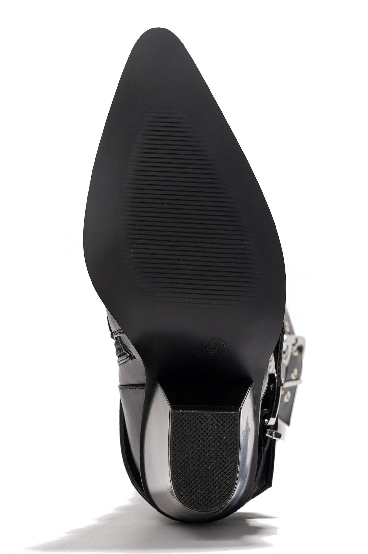 Maureene Knee-High Buckle Strap Chunky Heel Boots - Black sold by Cape Robbin product image thumbnail 3