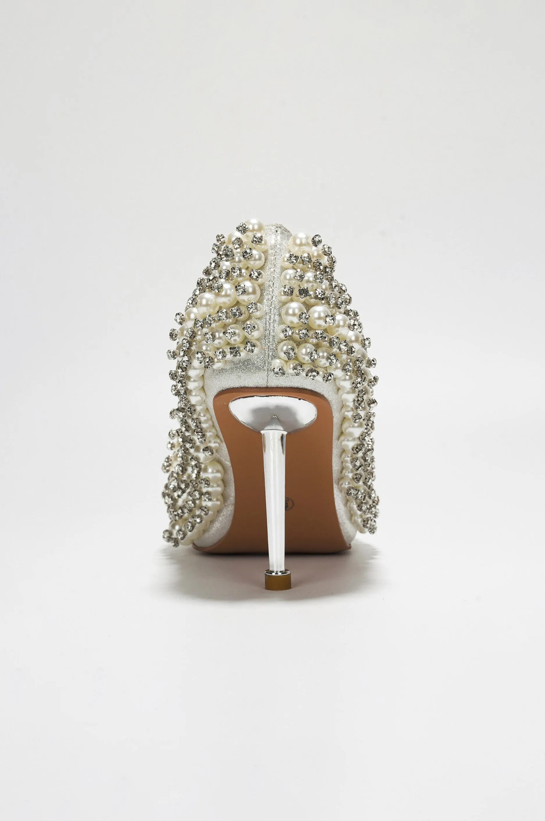 Katine Luxe Pearl Crystal Stiletto Heel - White sold by Cape Robbin product image thumbnail 5