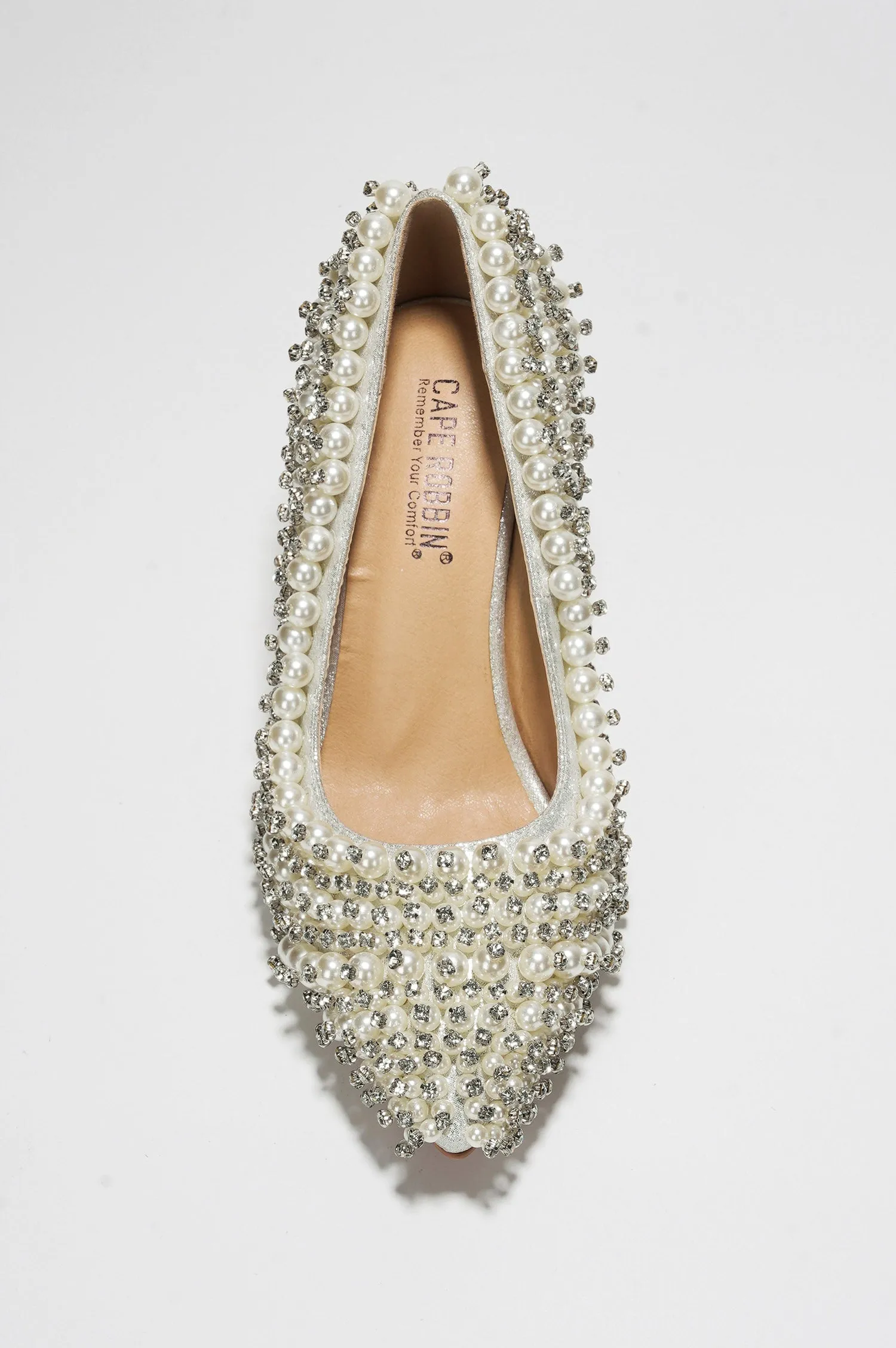 Katine Luxe Pearl Crystal Stiletto Heel - White sold by Cape Robbin product image thumbnail 4