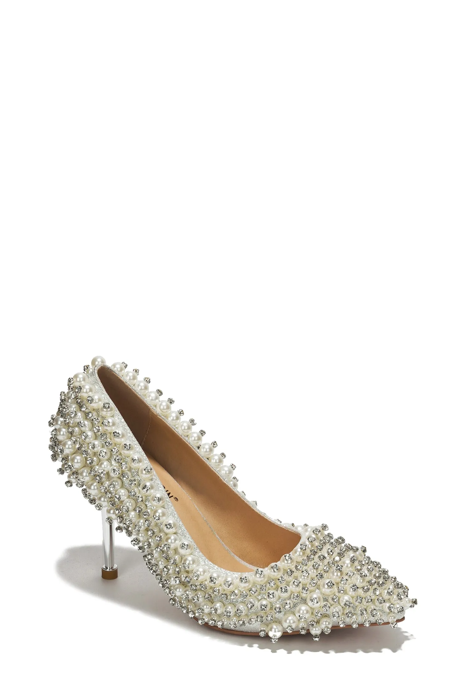 Katine Luxe Pearl Crystal Stiletto Heel - White sold by Cape Robbin product image thumbnail 2