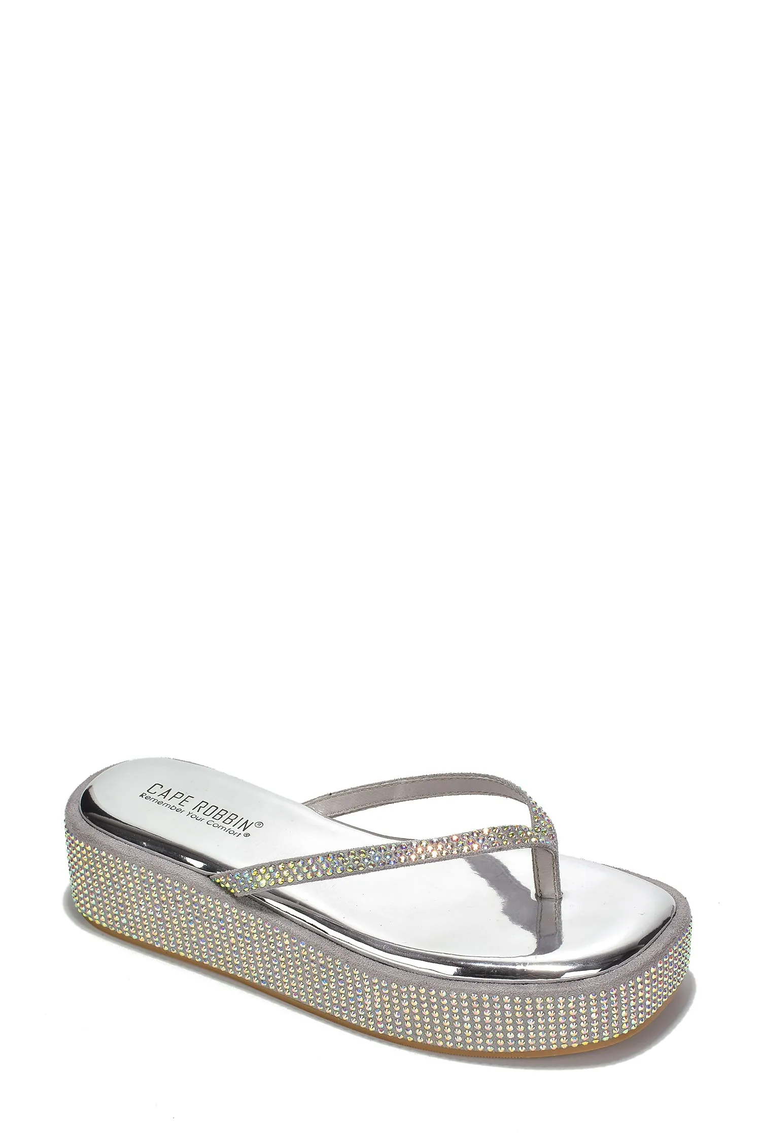 Jeje Metallic Rhinestone Platform Sandals - Silver sold by Cape Robbin product image thumbnail 3