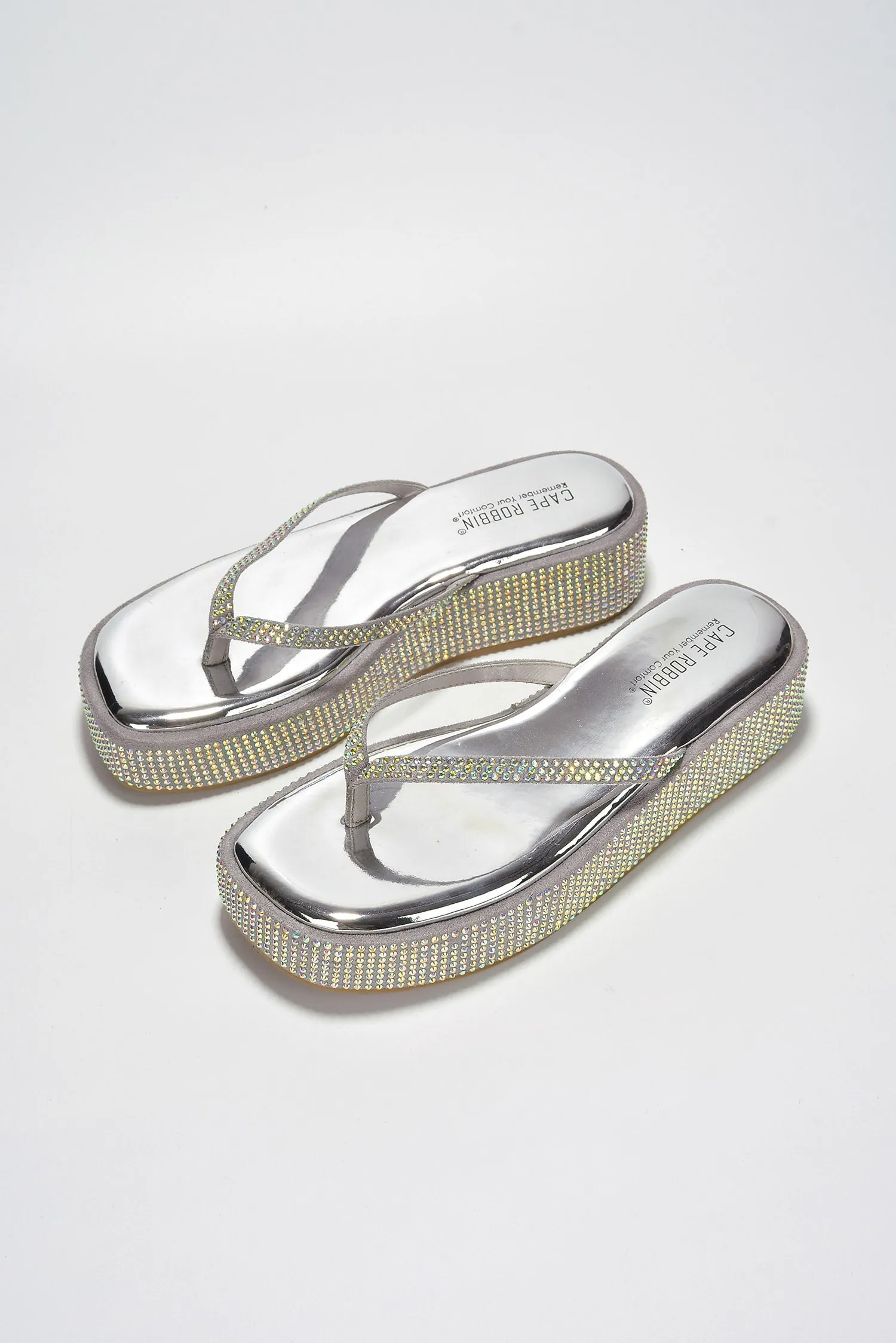 Jeje Metallic Rhinestone Platform Sandals - Silver sold by Cape Robbin product image thumbnail 4