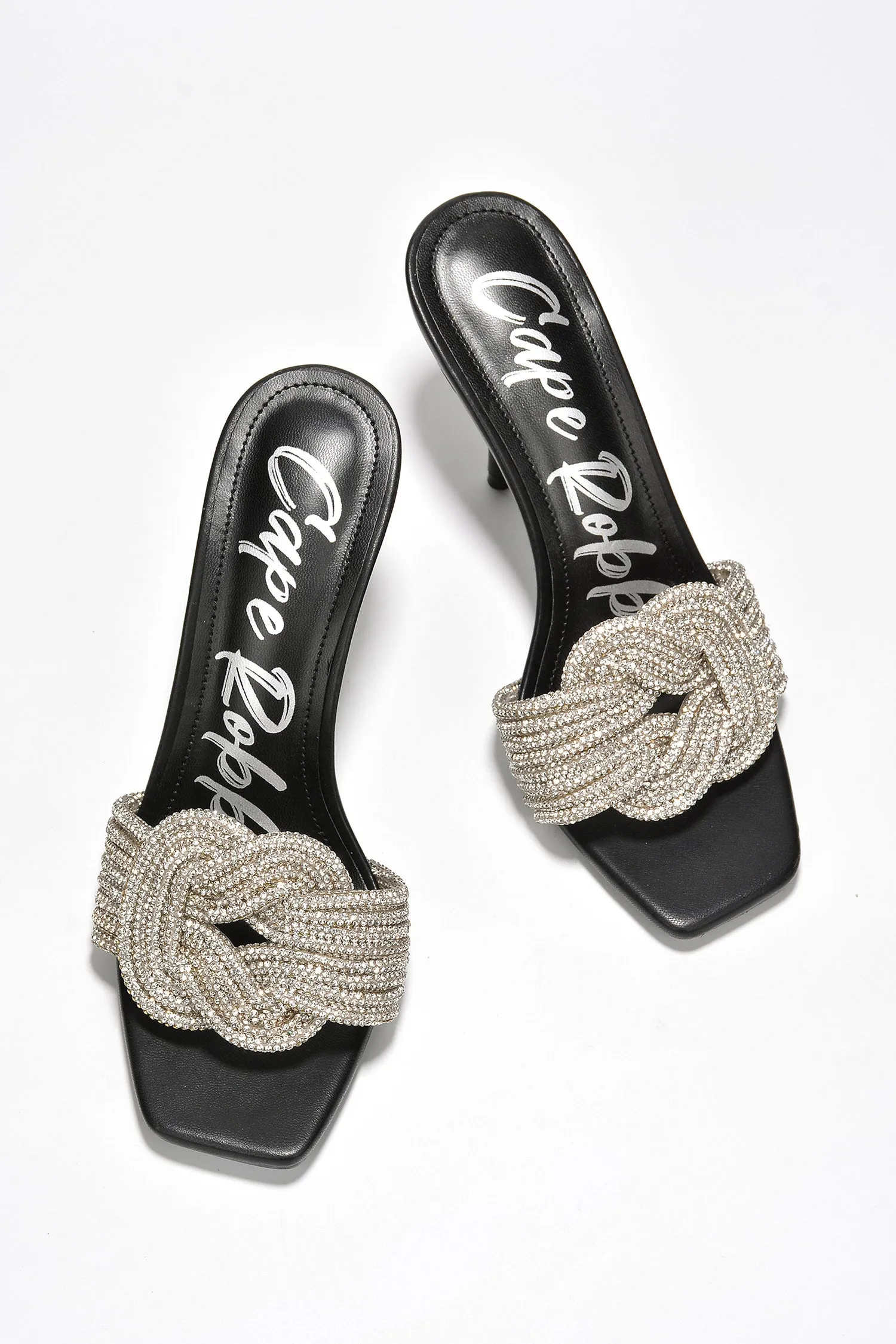 Flynn Rhinestone Rope Skinny High Heels - Black sold by Cape Robbin product image thumbnail 5