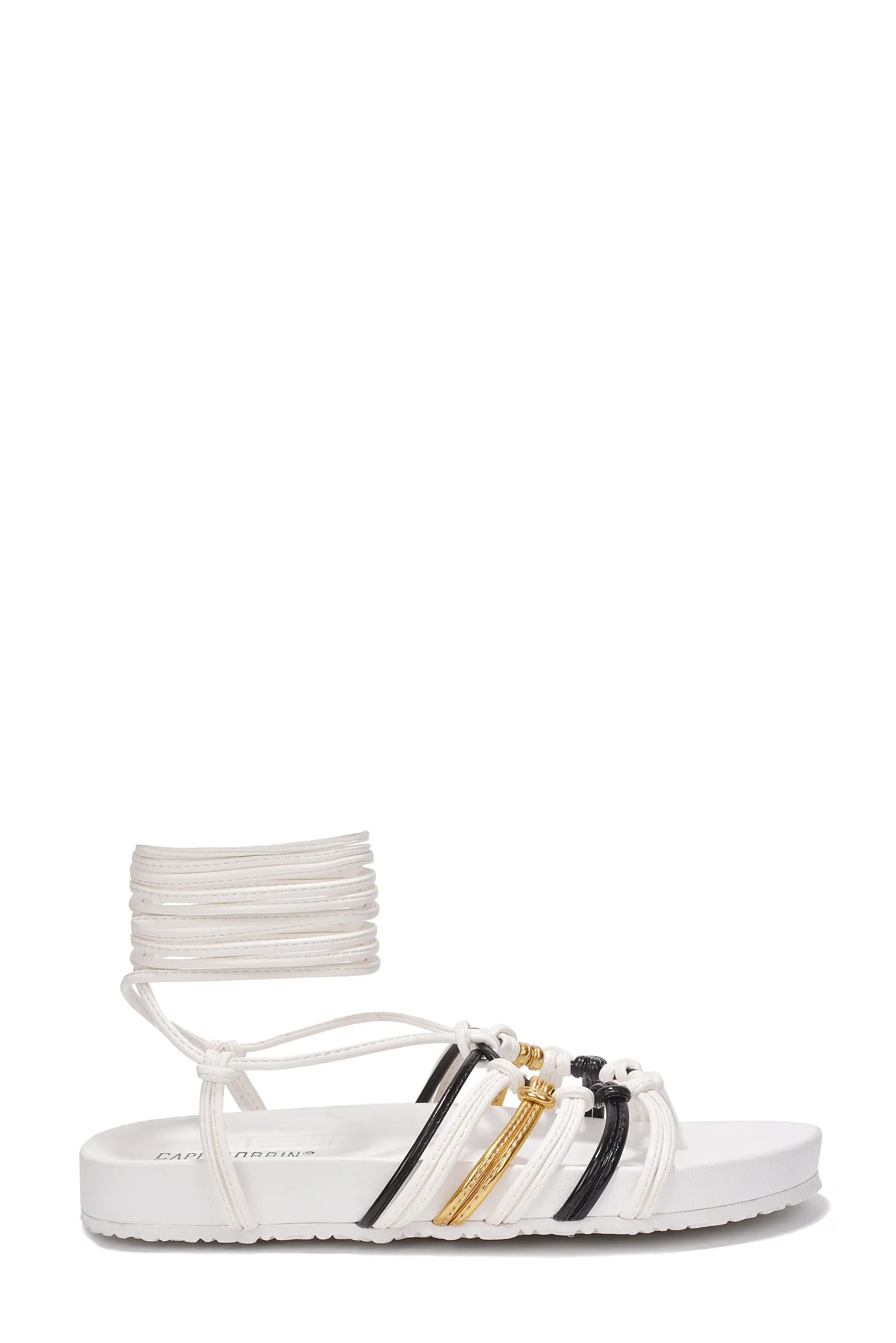 Morin Strappy Ankle Lace Up Sandals - White sold by Cape Robbin product image thumbnail 2