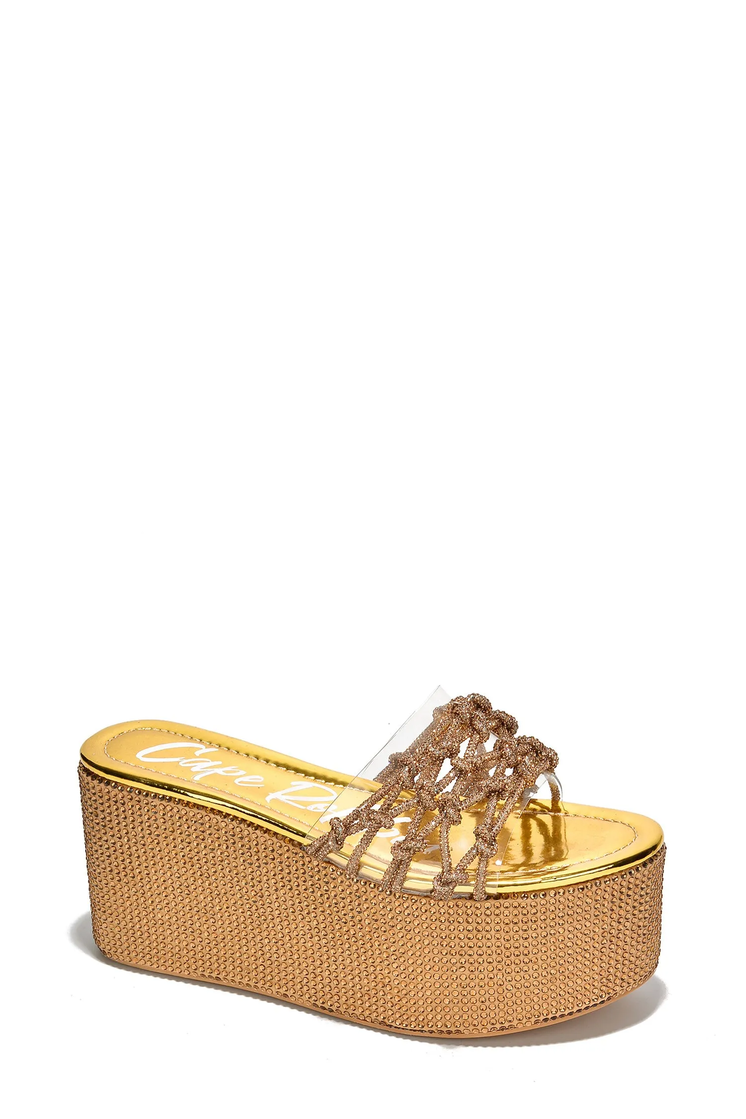 Yelena Round Toe Rhinestone Rope Platform - Gold sold by Cape Robbin product image thumbnail 2