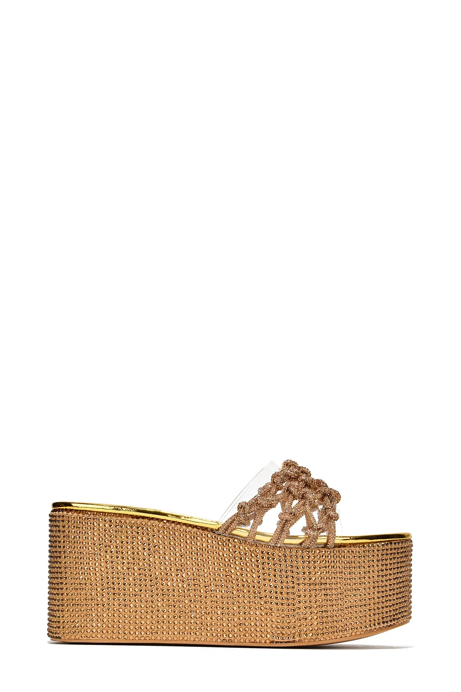 Yelena Round Toe Rhinestone Rope Platform - Gold sold by Cape Robbin product image thumbnail 3